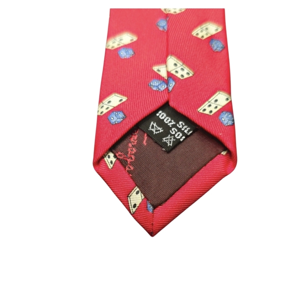 Salvatore Ferragamo Mens Designer Whimsical Dice Domino Game Motif Silk Neck Tie - Picture 7 of 7